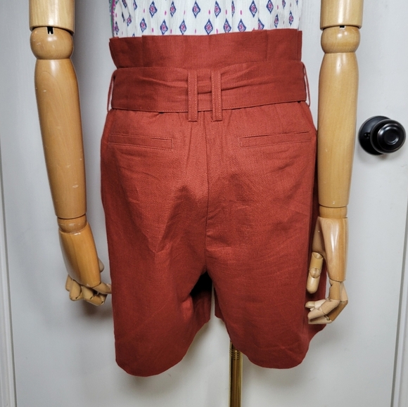 Boden St Ives Paperbag Tie Waist Linen Shorts Rust Size 6 - Picture 6 of 8